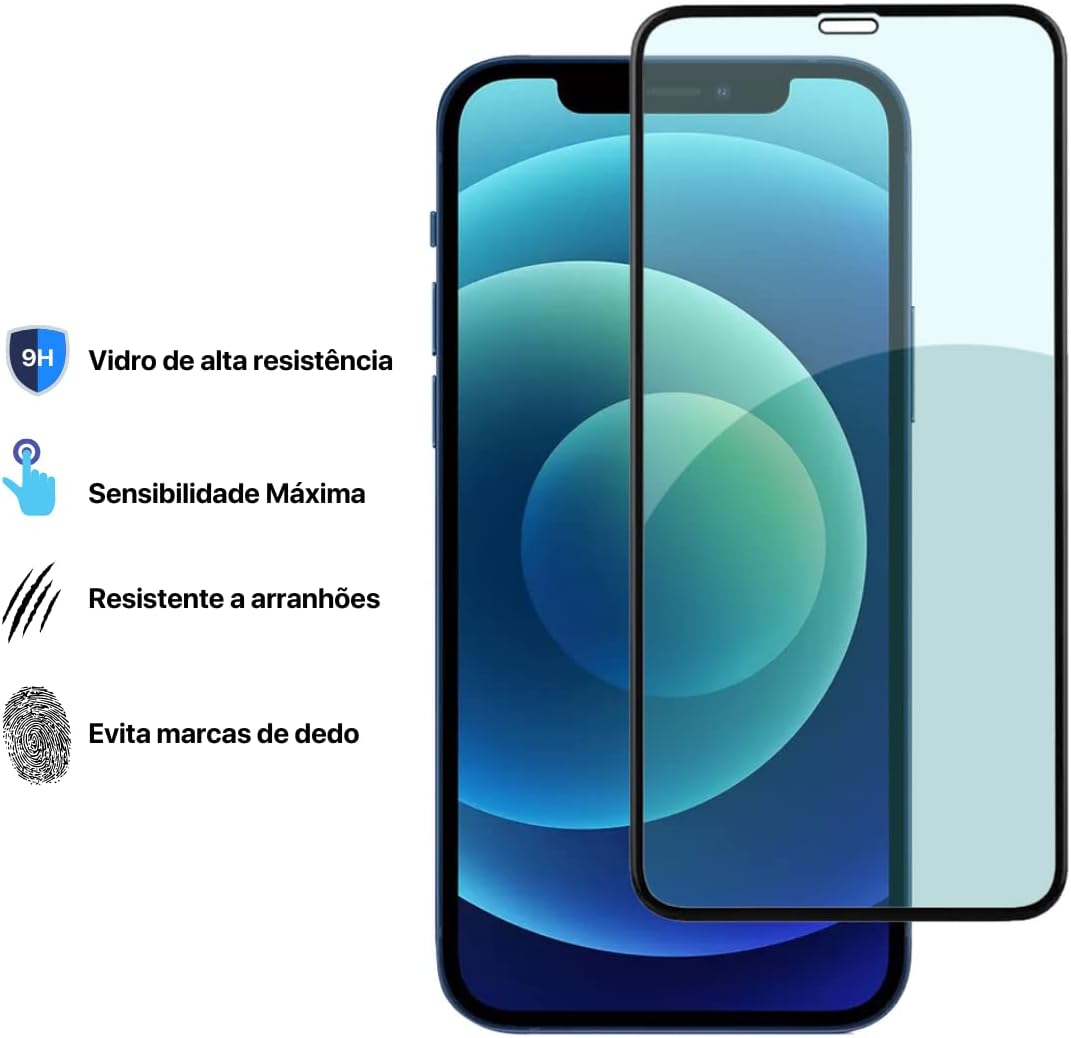 iPhone 12/12 Pro - 2 und Película de vidro 3D + Kit limpeza