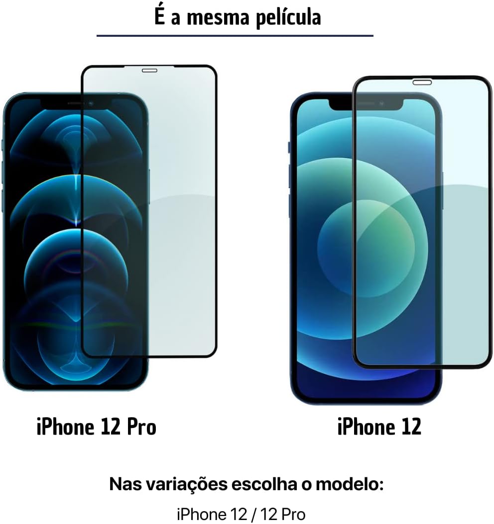 iPhone 12/12 Pro - 2 und Película de vidro 3D + Kit limpeza