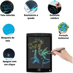 Lousa Mágica Infantil Digital Tablet Escrita Para Desenho Criança Cores Variadas 10''